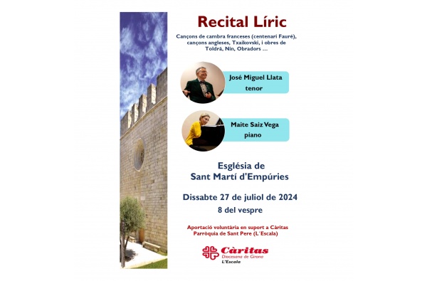 Recital Líric: José Miguel Llata (tenor) i Maite Saiz Vega (piano)